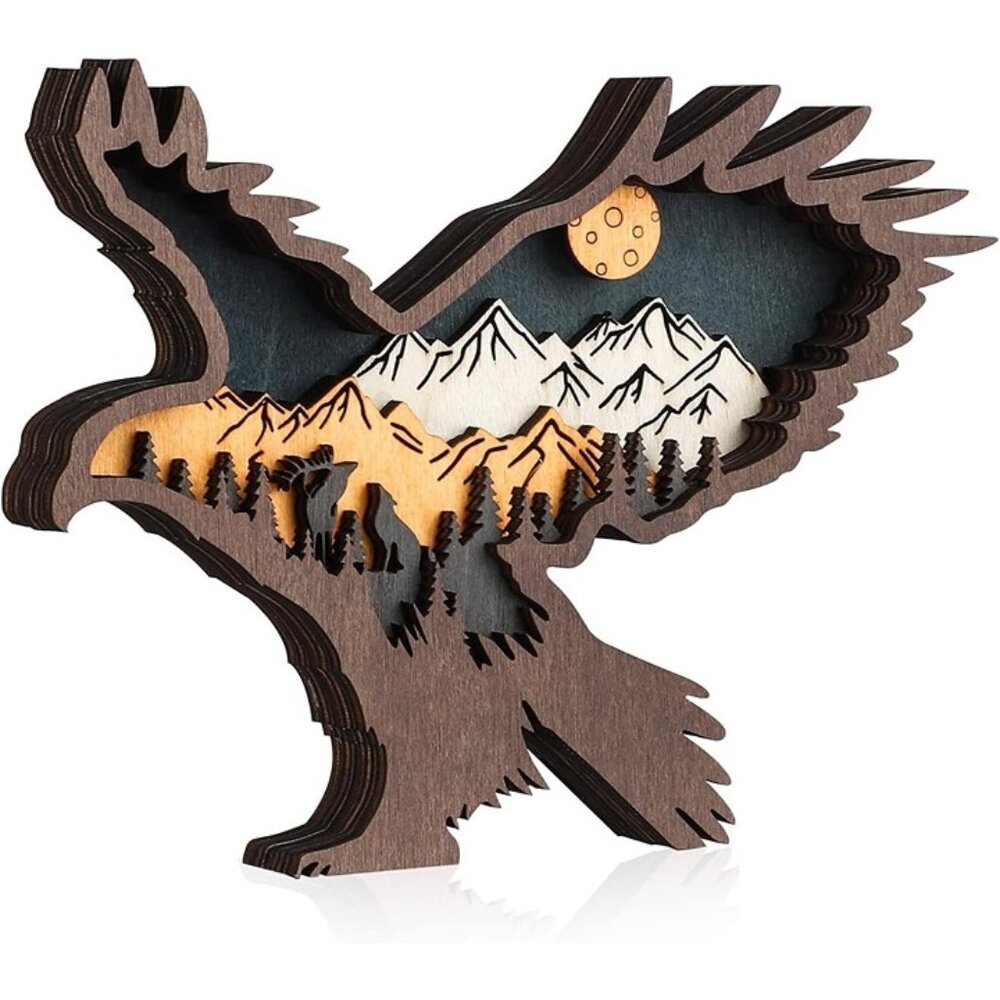 New Wooden Forest Animals Eagle Cabin Rustic Wall Decor for Living Room Bedroom